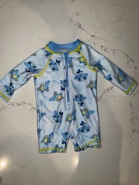 Baby Blue Mickey Surf Short Romper